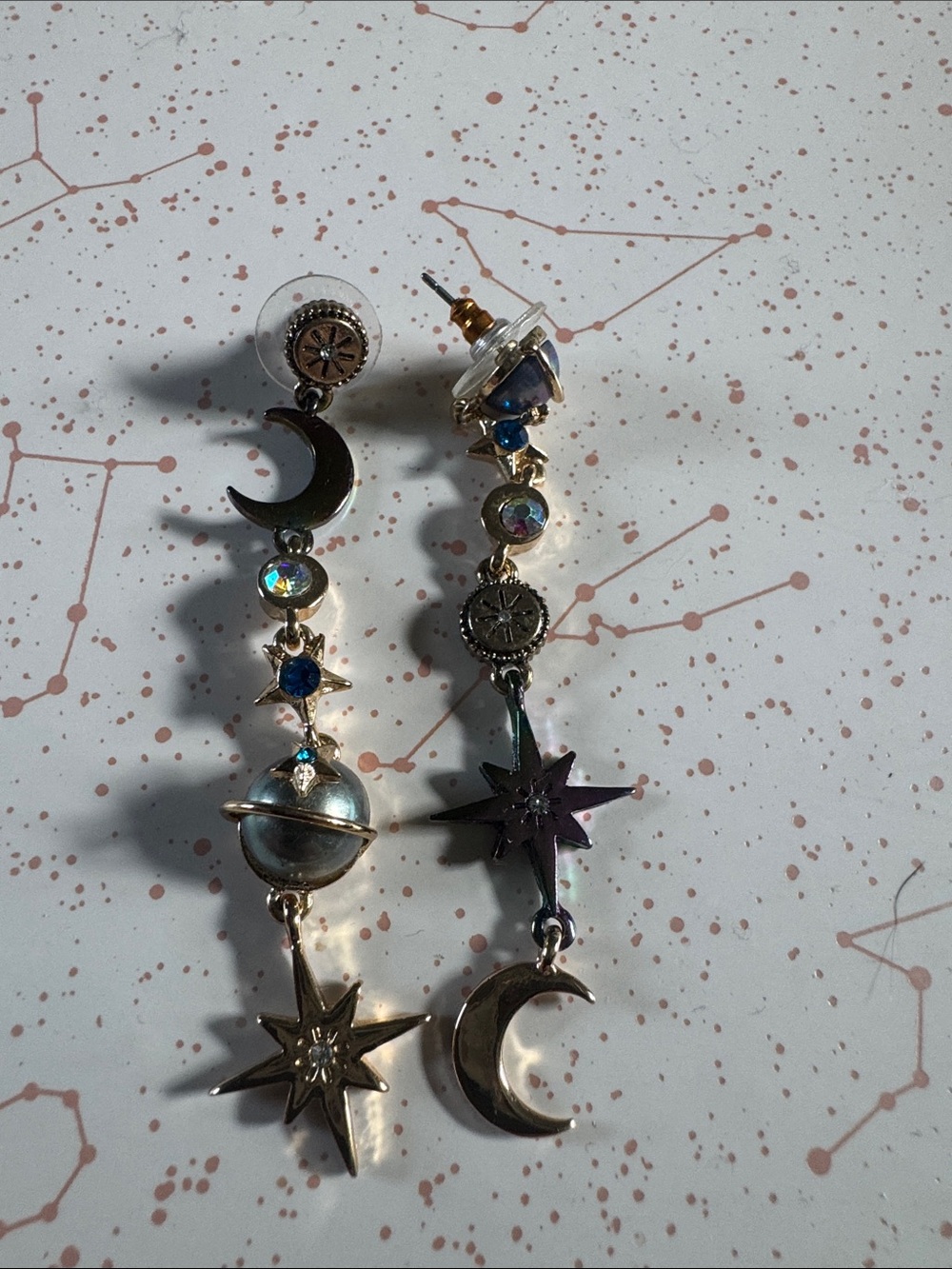 Betsey Johnson Celestial Moon & Star Drop Earrings in Gold